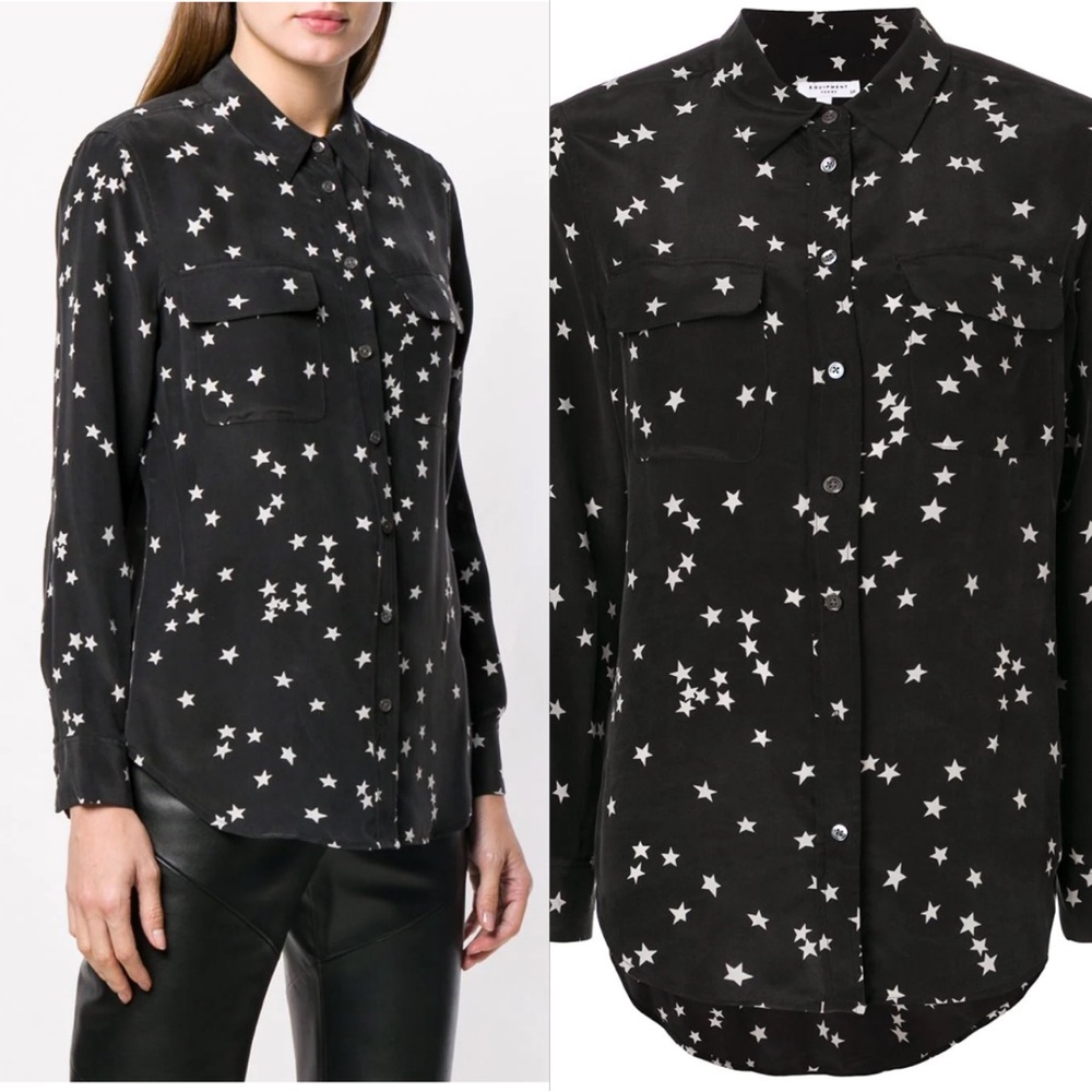 Equipment Signature Slim-fit Silk Shirt in Star Print